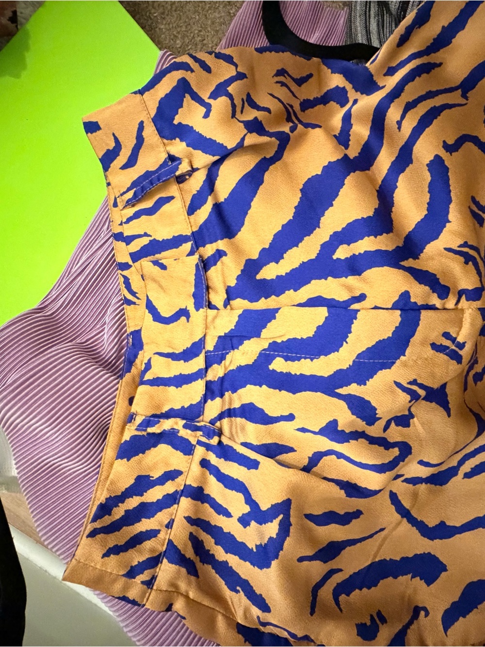 Bold Blue & Mustard Animal-Print Women's Top